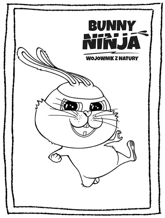 Kolorowanka dla dzieci skaczącego królika Bunny Ninja 2