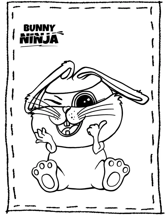 Kolorowanka dla dzieci przedstawiająca królika Bunny Ninja.